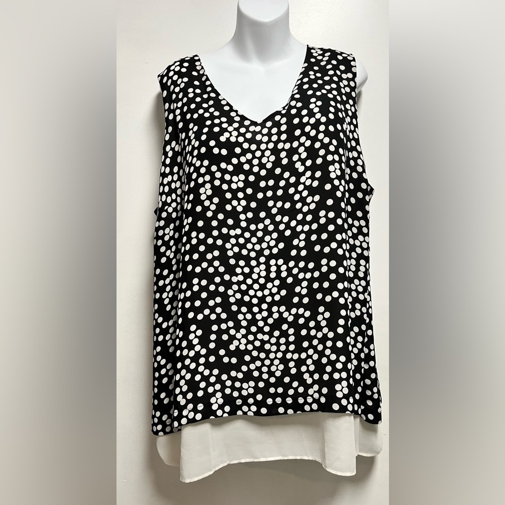 ROSE + OLIVE Black and White Sleeveless Flowing Boho Top SZ 2X